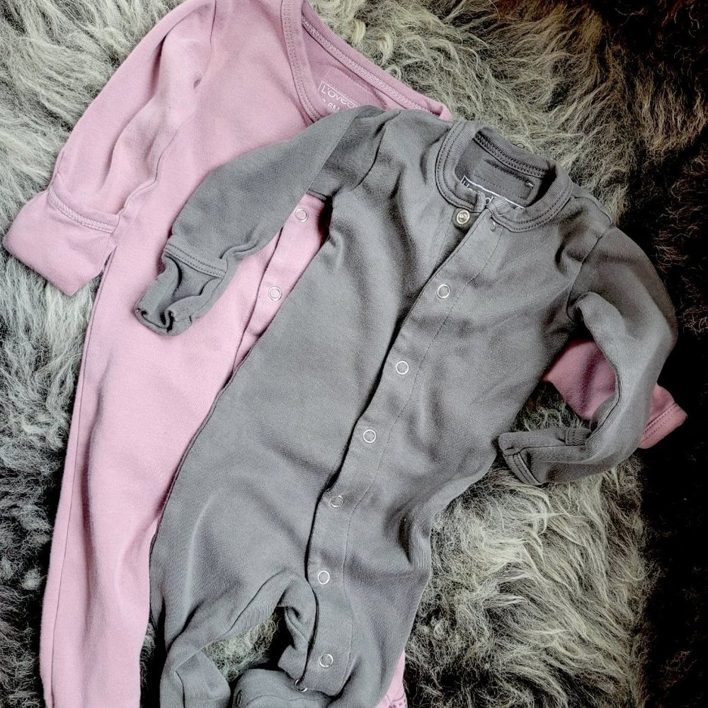 BUNDLE 2x Lovedbaby Organic Footed Sleepers, 3 to 6 Months
